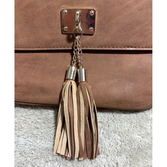 Call It Spring Crossbody Purse Brown Faux Leather Bag Gold Chain & Tassel Accent - Picture 5 of 12